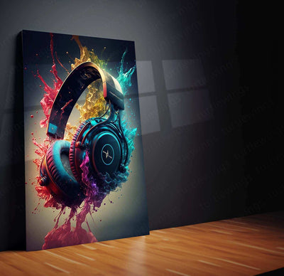 Music Abstract Art Metal Poster | Modern Soundwave Wall Decor | Vibrant Musical Aesthetic - TURTLEWINGS