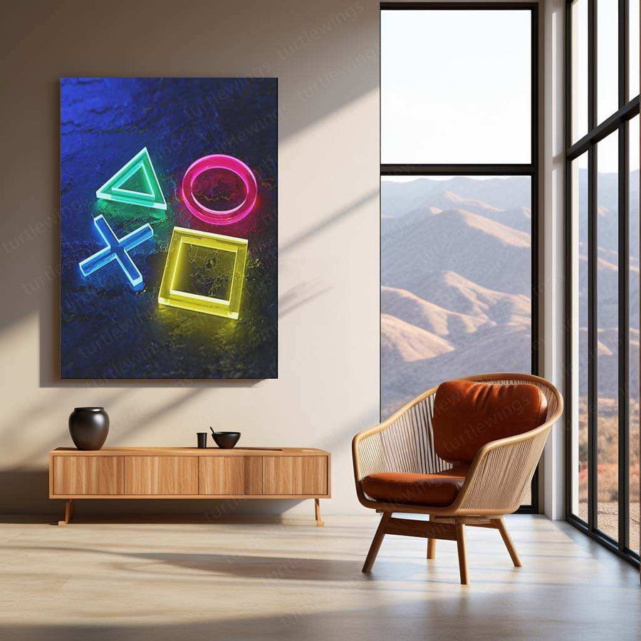 PlayStation Symbol Metal Poster | PS Logo Wall Art | Gamer Room Decor - TURTLEWINGS 