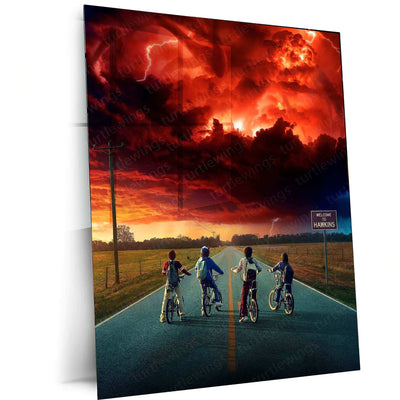 Stranger Things Metal Poster – The Upside Down Awaits 1 - TURTLEWINGS
